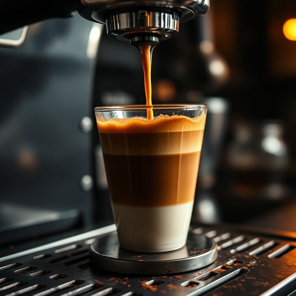 Espresso shot pulling into a glass