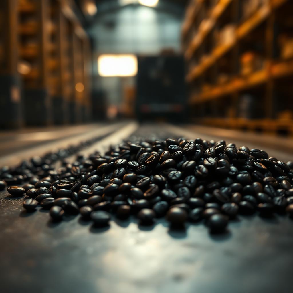 Dark roasted beans on steel